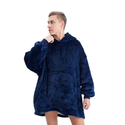 China Oversized Wearable Polyester Sherpa Hoodie Blanket Jackets Cozy TV Sweatshirt Flannel Hooded Blanket for sale