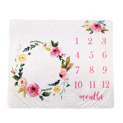 China Factory wholesale custom high quality organic flannel milestone blanket anti-static for baby for sale