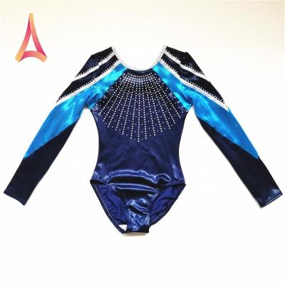 China Chic Stretch 4-Way Navy Blue Long Sleeve Gymnastics Dancer Tights For Girls for sale