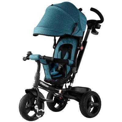 China High Carbon Steel Pogen 2 Comfortable Flight In 1 Baby Tricycle Child 3 Wheels Car Stroller Ride On With Canopy Shade for sale