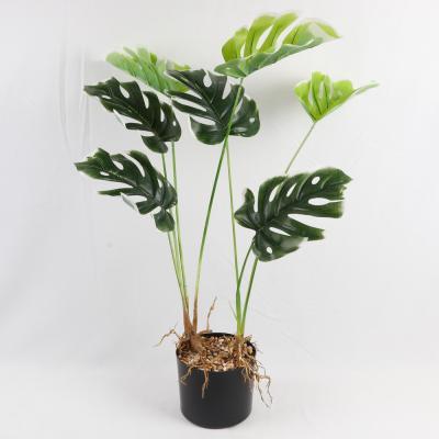 China Wholesale Green Potted Plastic Acrylic Artificial Plants With Pots Set Vase Bonsai Philodendron Decoration Manufacturer for sale