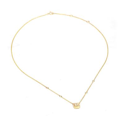 China Fashionable Fine Natural Diamond Cluster Square Motif Station Jewelry 18k Yellow Gold Necklace Custom Made High Quality CLASSIQUE for sale