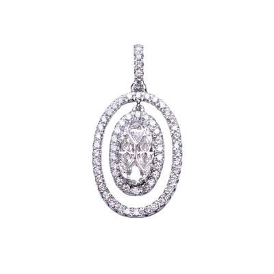 China Design Geometric Artful Classic Delicate Oval Shape 18K White Gold Pear Marquise Diamond Pendant For Women for sale