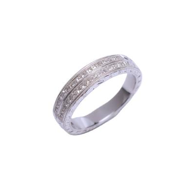 China 14K White Gold Timeless Princess Diamond Milgrain Band Ring Finely Classic Fashionable Finish Tasty Simplicity For Women for sale