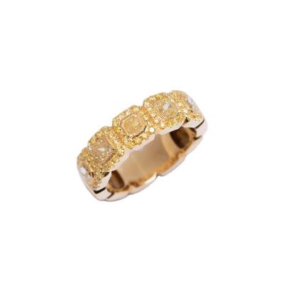 China Classic Fashionable Contemporary Look Charming 18K Yellow Gold Stunning Yellow Princess Diamond Wide Band Ring For Women for sale