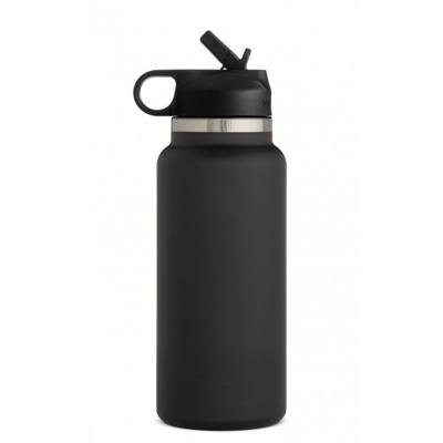 China Double Wall Stocked Drinks 32oz Sports Flask Reusable Water Bottles Insulated Thermos Stainless Steel Water Bottle With Custom Straw Logo for sale