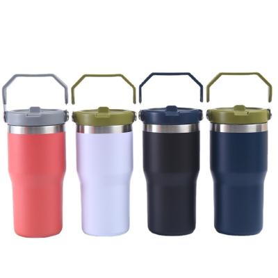 China 30oz 20Oz Vacuum Car Trip Drinkware Thermos Stainless Steel Vacuum Flask Viable Inner Glass With Straw for sale