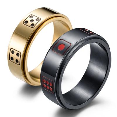 China Hiphop Amazon Best Selling Hip Hop Stainless Steel Boy Wiggle Ring Man Worry Spin Titanium Steel Spin Luck Dies Ring Deyuan for sale