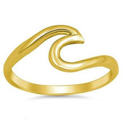 China Wholesale H0Q Custom Jewelry Fashion Vintage Sea Wave Logo Ring Stainless Steel Rings Manufacturer Minimalist Wedding Bands Women for sale