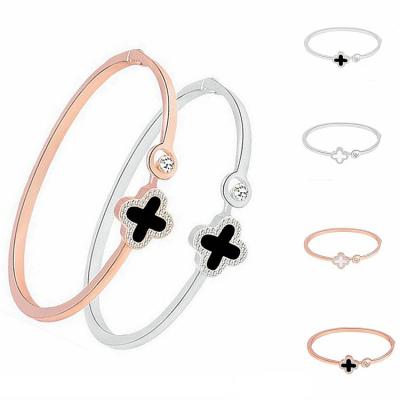 China Office/Career Hot Crystal Jewelry Lucky Four Leaf Clover Bracelet Gemstone Rose Gold Diamond Bracelets Rhinestone Zircon Bracelet A3C for sale