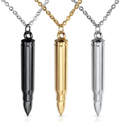 China Men's Veterans Bullet Pendants Stainless Steel Memorial Chain Necklaces Titanium Hyperbola Bullet Head Chain Jewelry Customize Logo C1Y for sale