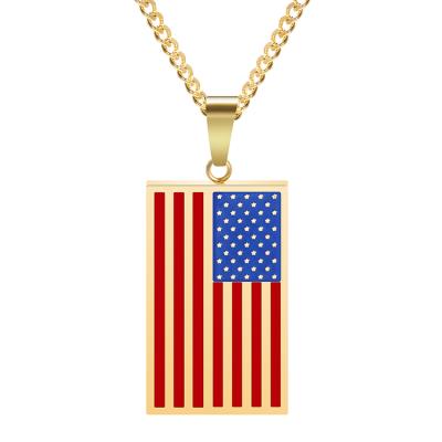 China Fashion CLASSIC American Banner Mens Personality Stainless Steel National Flag Pendant Titanium Steel Rectangular Jewelry C7Y for sale