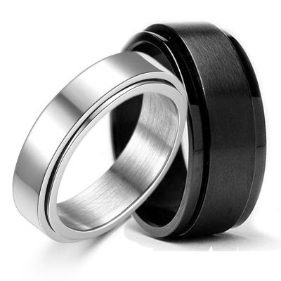 China Amazon CLASSIC Best Selling Stainless Steel Worry Spinner Lovers Ring Titanium Steel Stirring Person Spin Couples Promise Ring Deyuan B2S for sale