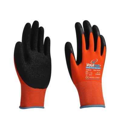 China Work Protection Vaultex Industrial Lightweight Anti-Static Black Nylon Touch Screen Handle Safety Work Extreme Dipped Gloves for sale