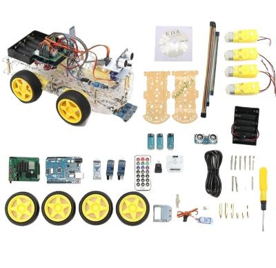 China Smart Car Kit Programming High Tech 4WD Smart Car Kit Ultrasonic Robot Tracking Programmable Obstacle Avoidance Use For Arduino DIY for sale