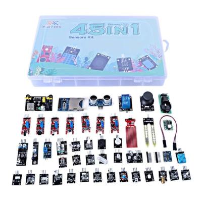 China Hot Selling Education Robotic Programming Factory Updated 45 in 1 Programmable Sensor Mini Box Starter Kit Ied Starter Kit for sale