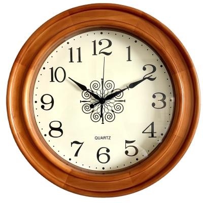 China Antique Style Concise Design Round Paintbrush White Home Decor Wooden Shape Wall Clocks Factory European Style for sale