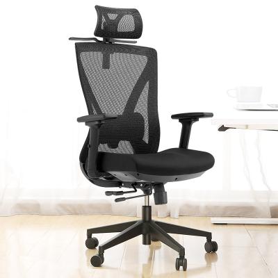 China Rotation desk chairs high back mesh china sillas de oficina full chair with adjustable headrest office chair ergonomic specifications for sale