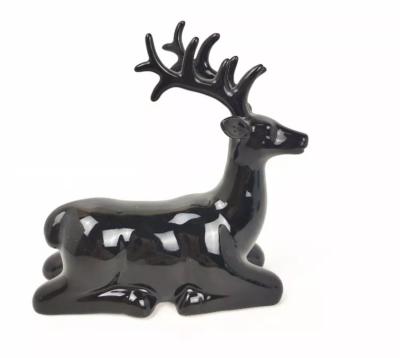 China Modern Black Color Standing Wholesale Christmas Decoration Craft Statue Ceramic Deer for sale