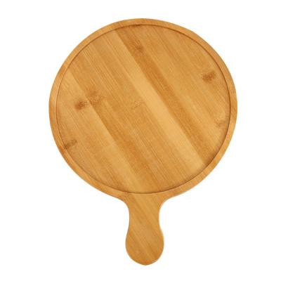 China 8 Inch Sustainable 9 Inch 10 Inch Japanese Western Restaurant Round Handle Bamboo Wooden Pizza Tray Plate for sale