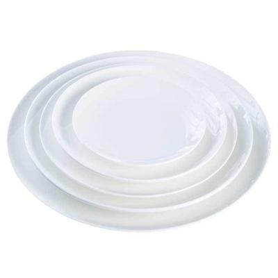 China Sustainable Dinner Table Moonlight Custom Western Household Round Flat Plate Bone China Dinnerware Shallow Deep White Bowl Bone China for sale