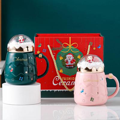 China Custom Printed Mug Viable Santa Claus Ceramic Creative Red Cartoon Double Logo Wall Mug for sale