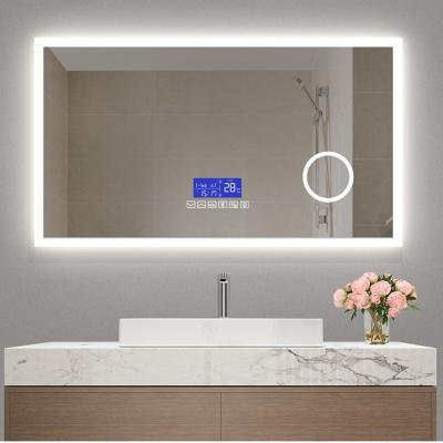 China 3X/5X Magnifier Lighted Bathroom Touched Led Light Mirror Smart Led Bathroom Mirror Bath Mirrors Wall Mounted With Defog for sale