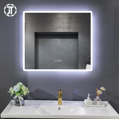 China Big Beauty Display Bright Smart Time Led Dressing Mirror Light Shower Led Mirror Defogger Bathroom For Hotel\Home for sale