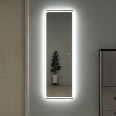 China LED Integral Mirror Bathroom Wall Touch Screen Mirror Bright Smart Light Cloakroom Backlit Mirror for sale