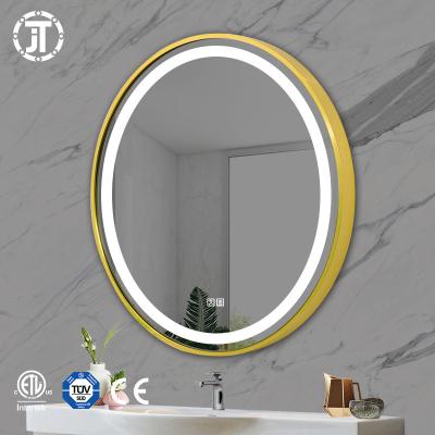 China Illuminated Popular Smart Led Mirror Hotel Vanity Round Bathroom Touch Control Mirror With Light for sale