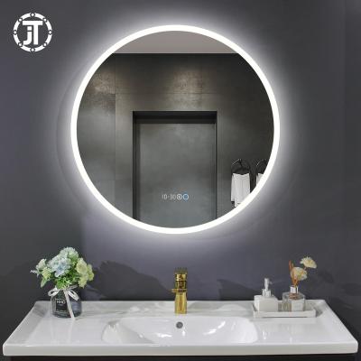 China Wholesale Cheap Waterproof Frameless Hotel Bathroom Vanity Touch Screen Illuminated Smart Led Round Mirror for sale