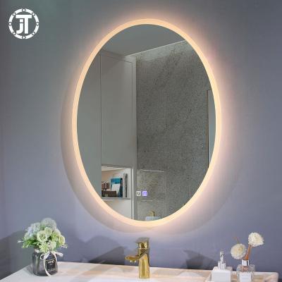 China 2022 Popular Hotel Illuminated Intelligent Touch Screen Frameless Dimmer Lights Contemporary Bathroom Led Mirror for sale