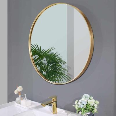 China Hotel Modern Modern Bathroom Decorative Mirror Size 60 70 80cm Gold Metal Frame Around Wall Mirror for sale