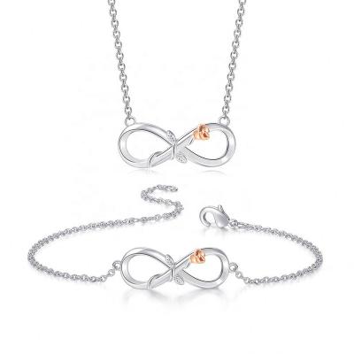 China Beautiful Women FASHIONABLE Adjustable Accessories Lucky Number 8 Love Infinity Bracelet Necklace Jewelry Set S539 for sale