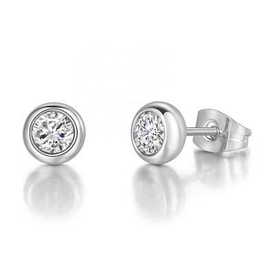 China Jwellary Cute Jewelry Cute Simple Design Women Girls Small CZ Zircon Stud Earrings 6mm Round for sale