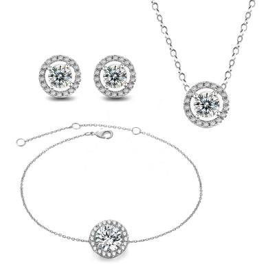 China Classic CLASSIC sets of Ring Necklace Earrings Jewelery Set Diamond Women Wedding Bridal Jewelry of 3 pieces for sale