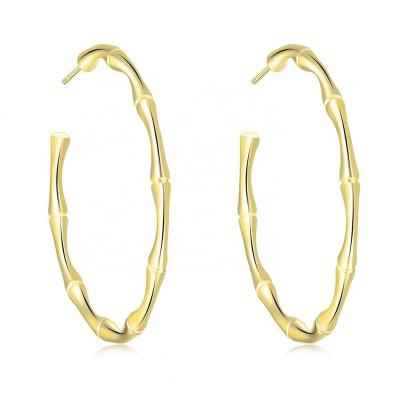 China TRENDY European Style Round Exaggerated Big C Shape Bamboo Cuff Earrings For Women E249-M for sale