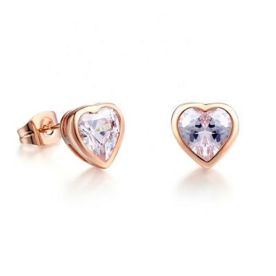 China Manufacturer CLASSIC Low Zircon Diamond Heart Shaped Stud Earrings Jewelry for sale