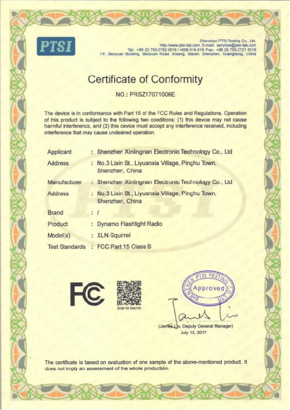 FCC - Shenzhen Xinlingnan Electronic Technology Co., Ltd.