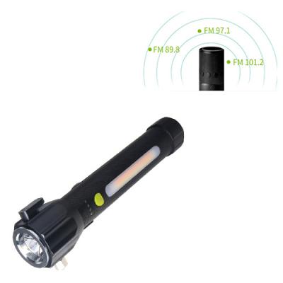 China Headlight Car Hammer Seat Belt Cutter with FM Radio and Rechargeable Flashlight for sale