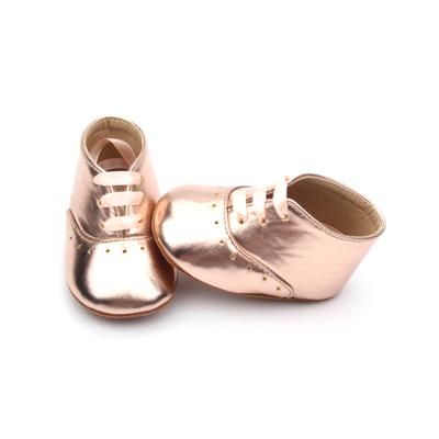 China Wholesale Newborn Soft Sole Gold Toddler Infant Girls Boys Solid Oxford Shoes for sale