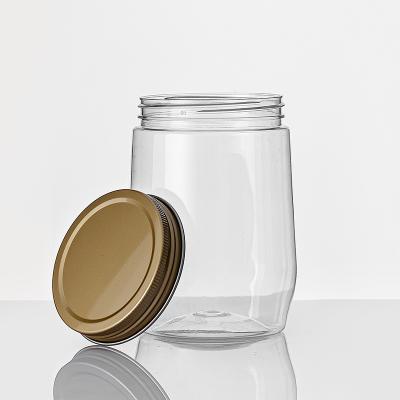 China 380ml Plastic Sweet Snack Jars With Metal Aluminum Screw Cap for sale