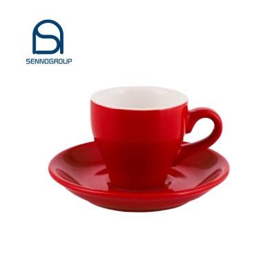 China Personalized CLASSIC Colored Espresso Coffee Porcelain Glazed Ceramic Cup And Saucer Set for sale