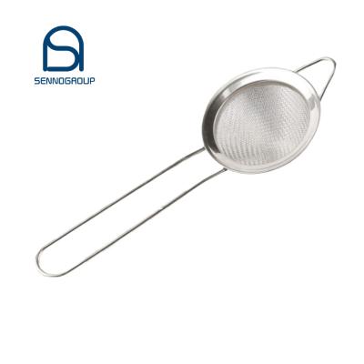 China Viable Stainless Steel Bar Cocktail Strainer Good Mesh Strainer Conical Food Strainer With Handle for sale