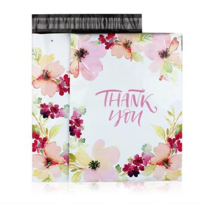 China Printed Shock Resistance Flowers Thank You Plastic Mailing Envelope Mailing Bag Custom Poly Mailing Bags for sale