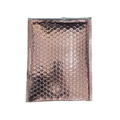 China Shock Resistance Rose Gold Zip Lock Bubble Mailer Packing Bags Zipper Pouches for sale