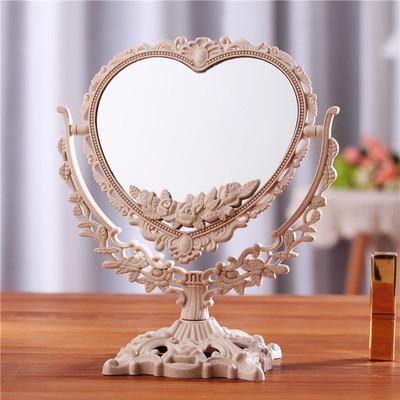 China Lit INS Makeup Desktop Mirror LOVE Rose Decor Beauty Tool Round Heart Shaped Mirror European Gothic Retro Butterfly Oval Mirror for sale