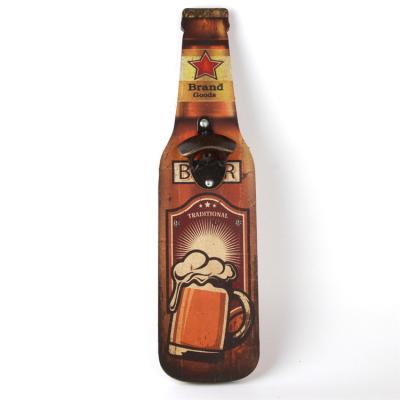 China Sustainable Creative Retro Wooden Household beer metal bottle opener with custom logo for sale