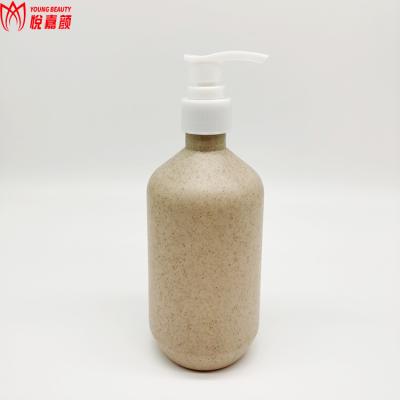 China BEAUTY PACKAGING Container 30ml 300ml 500ml Environmental Cosmetic Wheat Straw Plastic Shampoo Pump Bottle With Black Pump Lid for sale