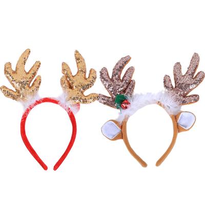 China HB176B New Eco-friendly Sequin Elk Ears Elegant Christmas Headband Hair Accessories For Party Decoration for sale